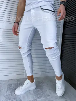 Blugi barbati conici albi cu mici defecte DEF730  D2-5.2 imagine