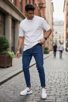 Blugi barbati conici bleumarin 3091 imagine