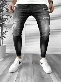 Blugi barbati conici negri 5806 imagine