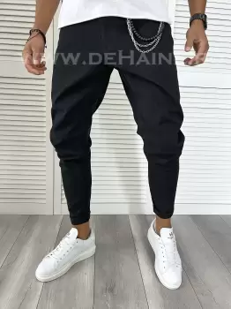 Blugi barbati conici negri B9380 imagine