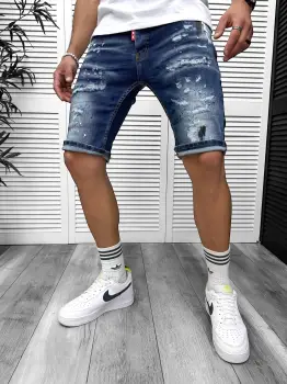 Blugi barbati scurti conici albastri  5714 imagine