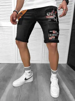 Blugi barbati scurti conici cu stiekre 7032 imagine