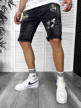 Blugi barbati scurti conici cu stikere 7034 H3-7 imagine