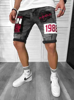 Blugi barbati scurti conici cu stikere 7036 H4-4 imagine