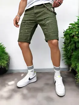 Blugi barbati scurti conici kaki 5716 imagine