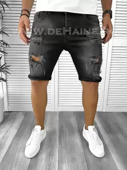 Blugi barbati scurti conici negri B8865  imagine