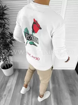 Bluza barbati alba cu imprimeu pe spate K141 31-3.2 E imagine