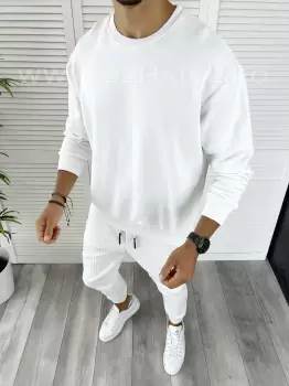 Bluza barbati alba oversize K224  imagine