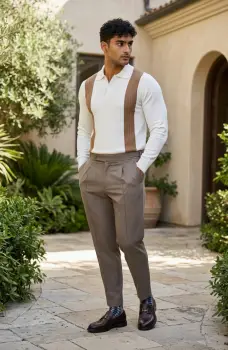 Bluza barbati alba    slim fit 13507 imagine