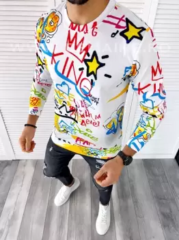 Bluza barbati alba slim fit din silon B7660 D5-4.3* imagine