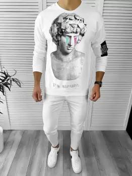 Bluza barbati alba slim fit K404 X18-1 E 57-4 /122 123-3 E imagine