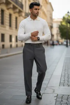 Bluza barbati alba slim fit S130 imagine