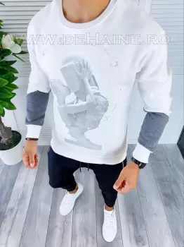 Bluza barbati alba vatuita slim fit K411 32.1-1 E 57 56-5 imagine