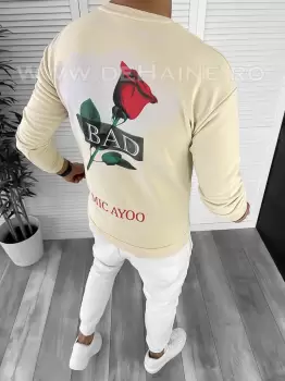 Bluza barbati bej cu imprimeu pe spate K141 N1-1.3 imagine