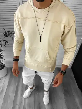 Bluza barbati bej slim fit K151 I19-4. imagine