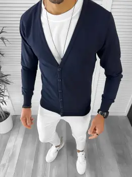 Bluza barbati bleumarin slim fit 12975 imagine