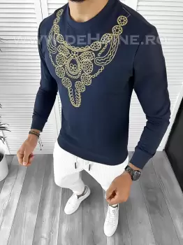 Bluza barbati bleumarin slim fit 2557 I7-2 imagine