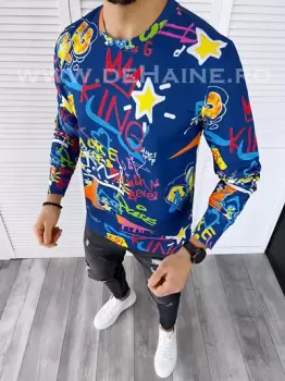 Bluza barbati bleumarin slim fit din silon B7660 D5-4 imagine