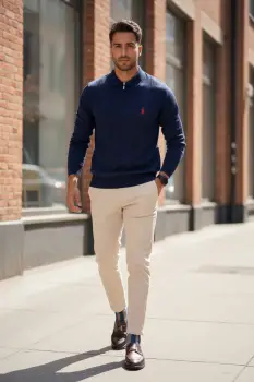 Bluza barbati bleumarin slim fit S117 imagine
