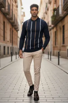 Bluza barbati bleumarin slim fit S126 imagine