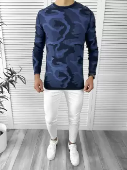 Bluza barbati bleumarin slim fit T3705 I2-3.3 imagine