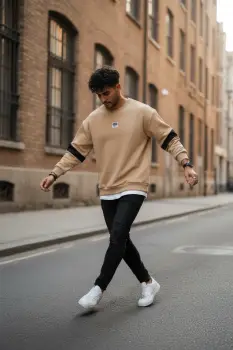 Bluza barbati crem  slim fit 71412 imagine