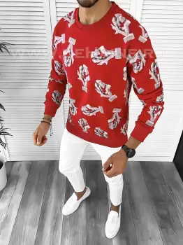 Bluza barbati cu imprimeu rosie K410 E 55-2 imagine