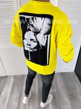 Bluza barbati galbena cu imprimeu pe spate K272 27.2-1.2 imagine