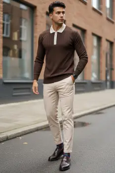 Bluza barbati grena slim fit S124 imagine