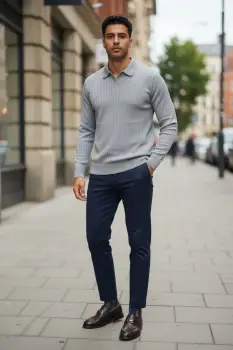 Bluza barbati gri slim fit S121 imagine