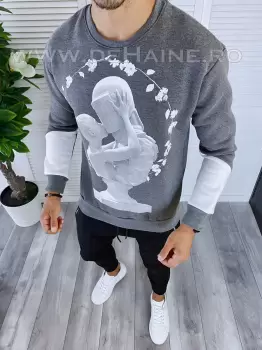 Bluza barbati gri vatuita slim fit K411 15-3-3 E 57-2 imagine