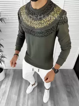 Bluza barbati kaki slim fit 2598 i7-1 imagine