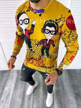 Bluza barbati mustar slim fit din silon B7663 D5-2.1* imagine