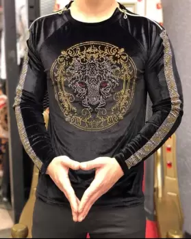 Bluza barbati neagra cu imprimeu B6789 D6-2.1 imagine