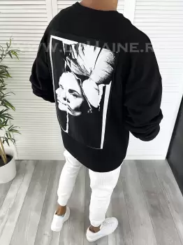 Bluza barbati neagra cu imprimeu pe spate K272 13-4 1.2 E 109-2 imagine