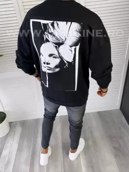 Bluza barbati neagra cu imprimeu pe spate K272 13-4 1.2 E 109-2 imagine