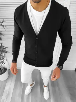 Bluza barbati neagra slim fit 12975 imagine