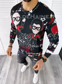 Bluza barbati neagra slim fit din silon B7663 D5-3.3 imagine