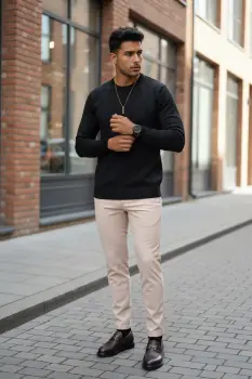 Bluza barbati neagra slim fit S129 imagine