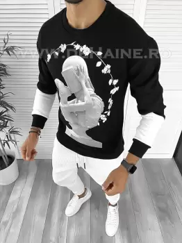 Bluza barbati neagra vatuita slim fit K411 36-3.2.3 E 56-3 imagine