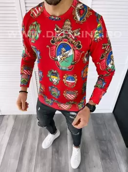 Bluza barbati rosie slim fit din silon B7661 D5-1 / Y12-5 imagine