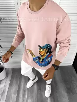 Bluza barbati roz slim fit cu imprimeu K214 N1-4.2 imagine