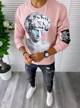 Bluza barbati roz slim fit K404 16-2.1  imagine