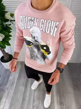 Bluza barbati roz vatuita slim fit K409 18-4.1.2 E 58-1 imagine