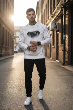 Bluza barbati slim fit  alba SA25 imagine