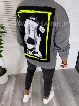 Bluza barbati slim fit gri cu imprimeu K203 58-5/54-3 E imagine