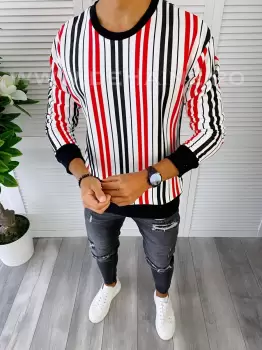 Bluza barbati slim fit in dungi K352 109-1E imagine