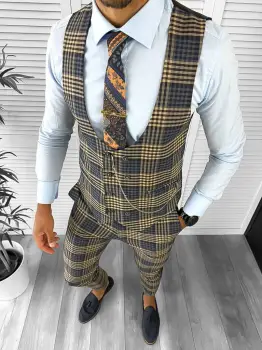 Compleu barbati in carouri Vesta + Pantaloni B1456 115-3 imagine