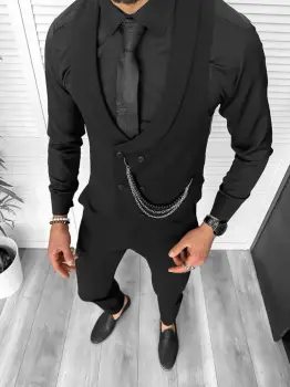 Compleu barbati negru   Vesta + Pantaloni 11844 imagine