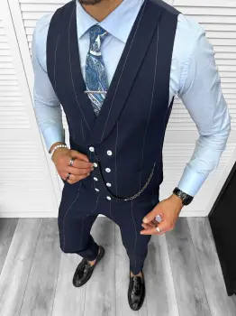 Compleu barbati  Vesta + Pantaloni B4010  Lant si cravata cadou 64-2 imagine